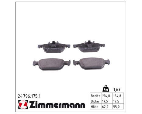 Brake Pad Set, disc brake 24796.175.1 Zimmermann, Image 2