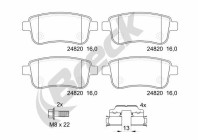 Brake pad set, disc brake 24820 00 704 00 Breck