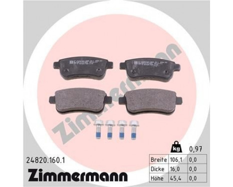 Brake Pad Set, disc brake 24820.160.1 Zimmermann, Image 2