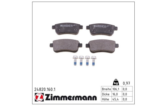 Brake Pad Set, disc brake 24820.160.1 Zimmermann, Image 2