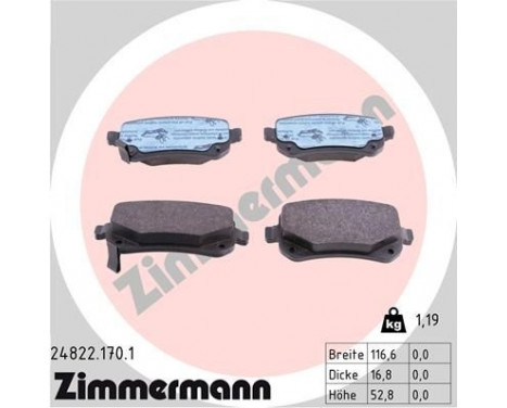 Brake Pad Set, disc brake 24822.170.1 Zimmermann, Image 2