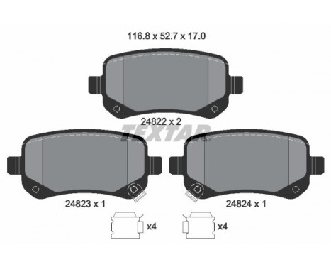 Brake Pad Set, disc brake 2482201 Textar