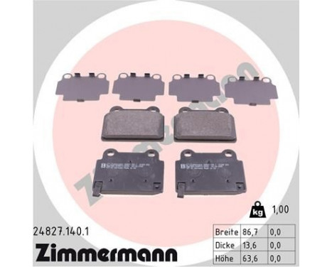 Brake Pad Set, disc brake 24827.140.1 Zimmermann, Image 2