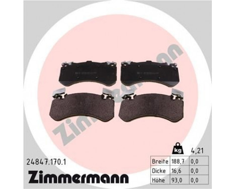 Brake Pad Set, disc brake 24847.170.1 Zimmermann, Image 2