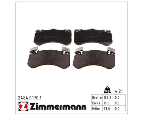 Brake Pad Set, disc brake 24847.170.1 Zimmermann, Image 2