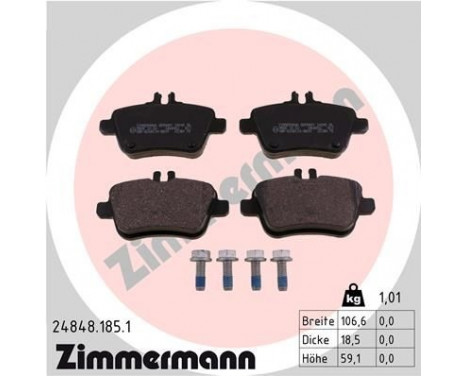 Brake Pad Set, disc brake 24848.185.1 Zimmermann, Image 2