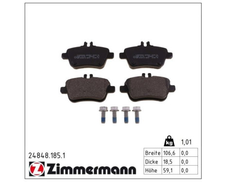 Brake Pad Set, disc brake 24848.185.1 Zimmermann, Image 2