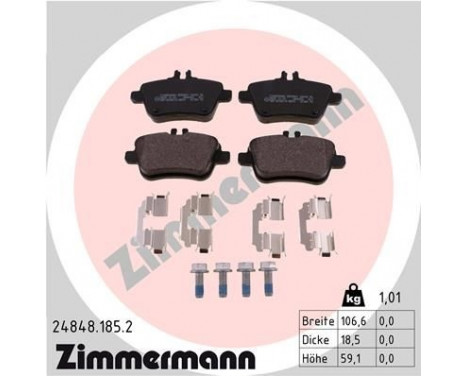 Brake Pad Set, disc brake 24848.185.2 Zimmermann, Image 2