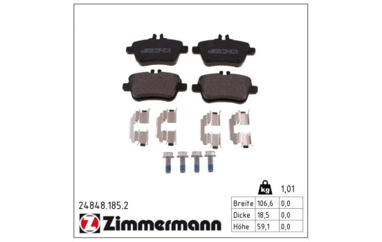 Brake Pad Set, disc brake 24848.185.2 Zimmermann, Image 2