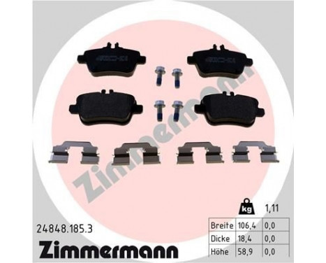 Brake Pad Set, disc brake 24848.185.3 Zimmermann