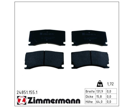Brake Pad Set, disc brake 24851.155.1 Zimmermann