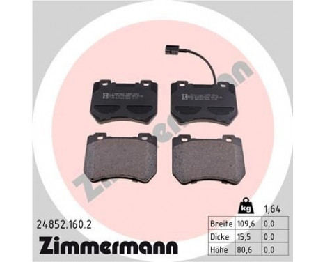 Brake Pad Set, disc brake 24852.160.2 Zimmermann, Image 2