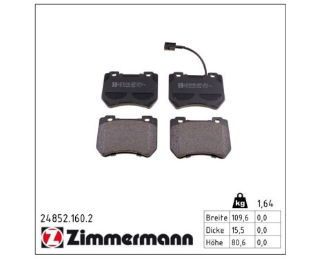Brake Pad Set, disc brake 24852.160.2 Zimmermann, Image 2