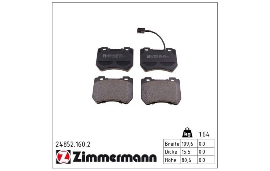 Brake Pad Set, disc brake 24852.160.2 Zimmermann, Image 2