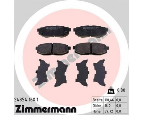 Brake Pad Set, disc brake 24854.160.1 Zimmermann, Image 2