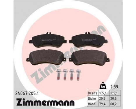 Brake Pad Set, disc brake 24867.205.1 Zimmermann, Image 2