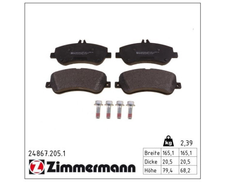 Brake Pad Set, disc brake 24867.205.1 Zimmermann, Image 2