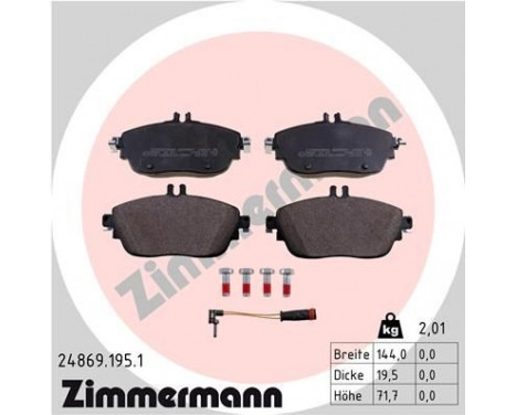 Brake Pad Set, disc brake 24869.195.1 Zimmermann, Image 2