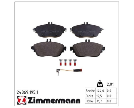 Brake Pad Set, disc brake 24869.195.1 Zimmermann, Image 2