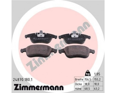 Brake Pad Set, disc brake 24870.180.1 Zimmermann, Image 2