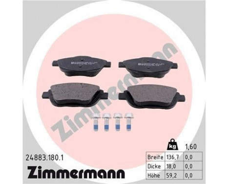 Brake Pad Set, disc brake 24883.180.1 Zimmermann, Image 2