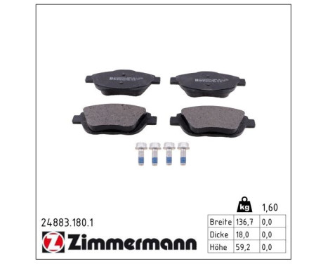Brake Pad Set, disc brake 24883.180.1 Zimmermann, Image 2