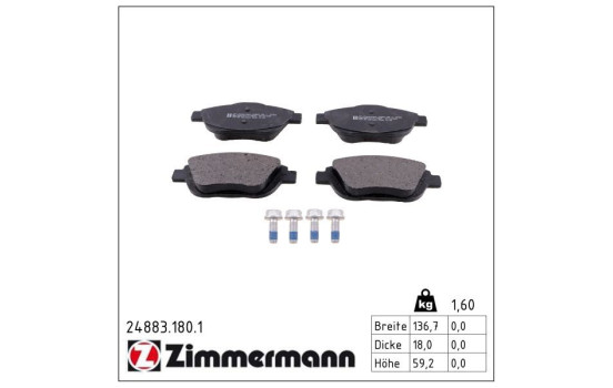 Brake Pad Set, disc brake 24883.180.1 Zimmermann, Image 2