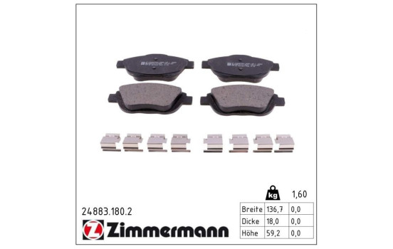 Brake Pad Set, disc brake 24883.180.2 Zimmermann, Image 2