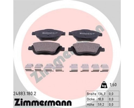 Brake Pad Set, disc brake 24883.180.2 Zimmermann, Image 2