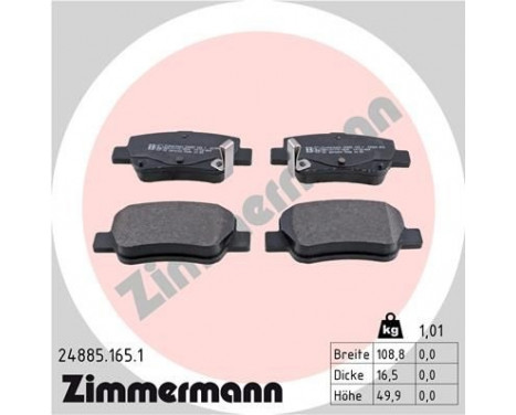 Brake Pad Set, disc brake 24885.165.1 Zimmermann, Image 2