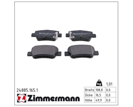 Brake Pad Set, disc brake 24885.165.1 Zimmermann, Image 2