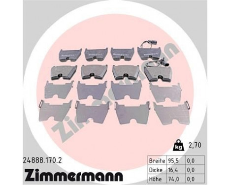 Brake Pad Set, disc brake 24888.170.2 Zimmermann, Image 2