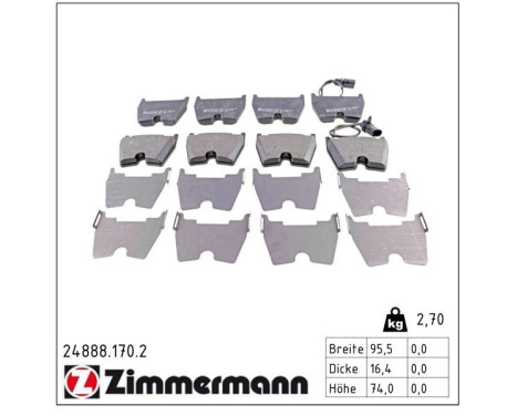 Brake Pad Set, disc brake 24888.170.2 Zimmermann, Image 2