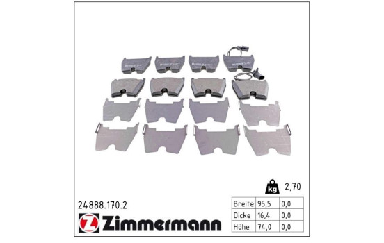 Brake Pad Set, disc brake 24888.170.2 Zimmermann, Image 2