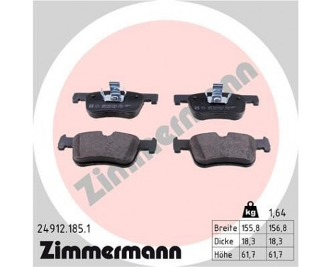 Brake Pad Set, disc brake 24912.185.1 Zimmermann, Image 2