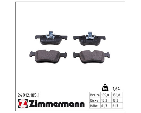 Brake Pad Set, disc brake 24912.185.1 Zimmermann, Image 2