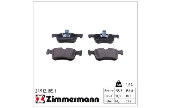 Brake Pad Set, disc brake 24912.185.1 Zimmermann, Image 2