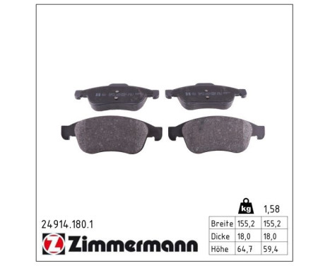 Brake Pad Set, disc brake 24914.180.1 Zimmermann, Image 2