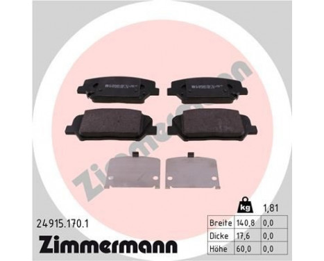 Brake Pad Set, disc brake 24915.170.1 Zimmermann, Image 2