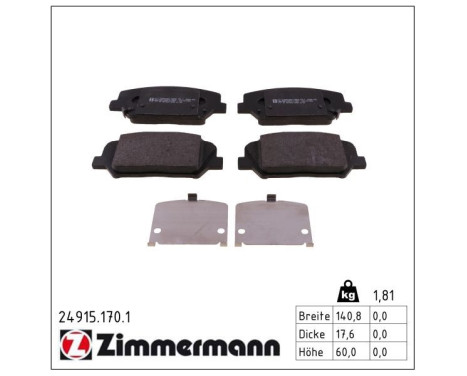 Brake Pad Set, disc brake 24915.170.1 Zimmermann, Image 2