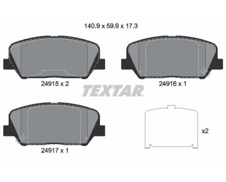 Brake Pad Set, disc brake 2491501 Textar