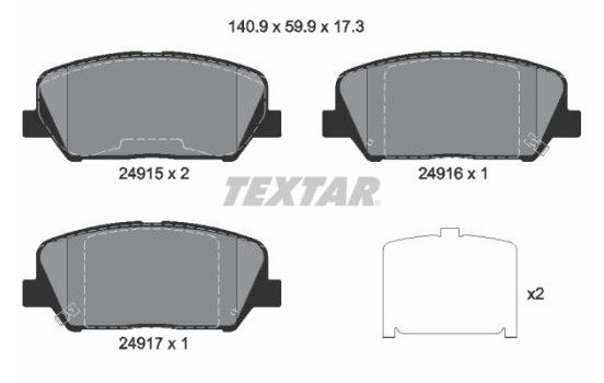 Brake Pad Set, disc brake 2491501 Textar