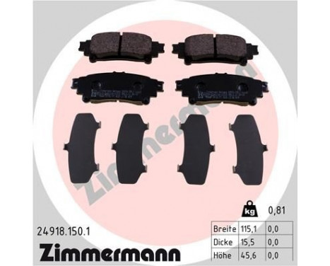 Brake Pad Set, disc brake 24918.150.1 Zimmermann