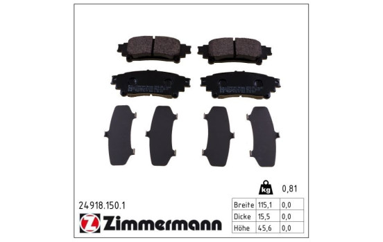 Brake Pad Set, disc brake 24918.150.1 Zimmermann