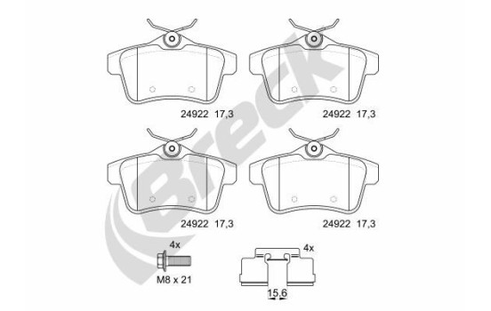 Brake pad set, disc brake 24922 00 704 00 Breck