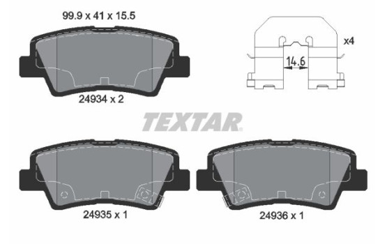 Brake Pad Set, disc brake 2493401 Textar, Image 2