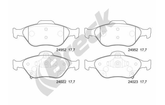 Brake pad set, disc brake 24952 00 702 00 Breck