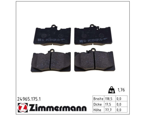 Brake Pad Set, disc brake 24965.175.1 Zimmermann, Image 2