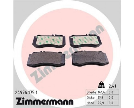 Brake Pad Set, disc brake 24976.175.1 Zimmermann, Image 2