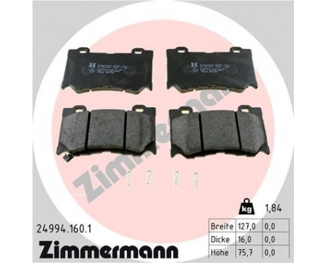 Brake Pad Set, disc brake 24994.160.1 Zimmermann